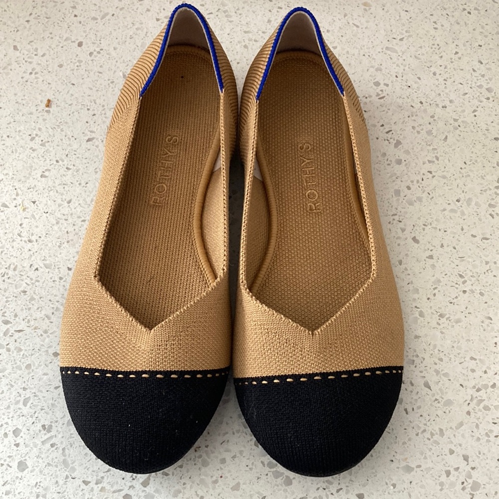 Rothys flats camel and black size 8.5 like new